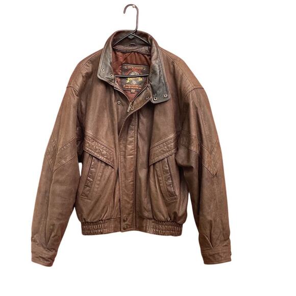 Wilson's Adventure Bound Men's Leather Bomber Jacket Brown Size LT - Picture 1 of 16